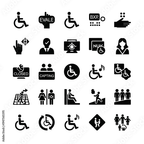 Black icons for accessibility signs.