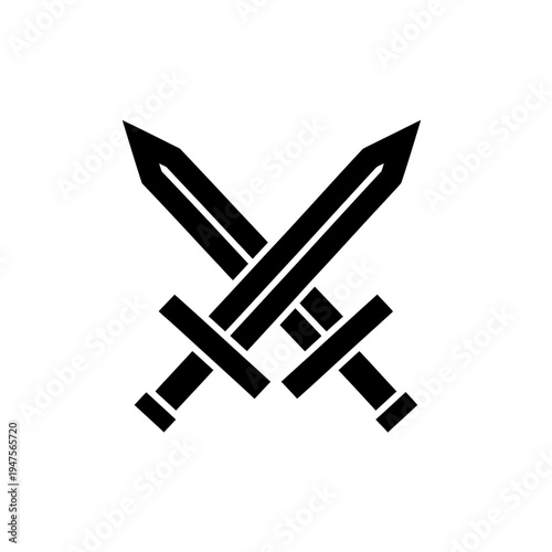 Crossed swords symbol icon graphic.