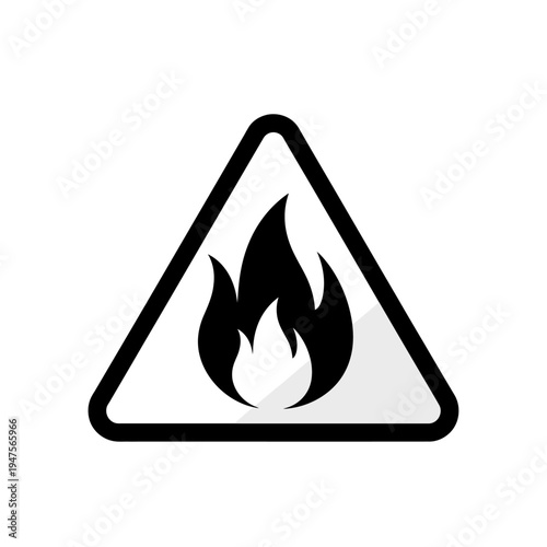 Warning sign with flame symbol.