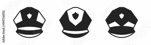 Police hat icon on white background. Vector logo police hat illustration.