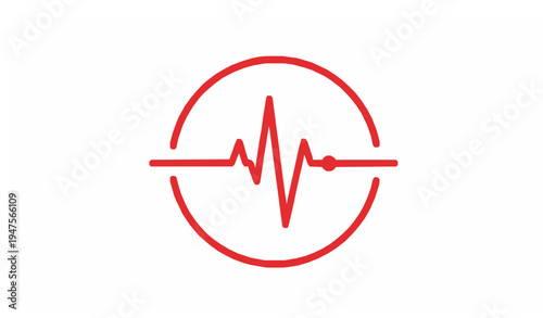 Cardiology heartbeat pulse line inside medical interface circle isolated ECG monitoring vector