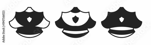 Police hat icon on white background. Vector logo police hat illustration.