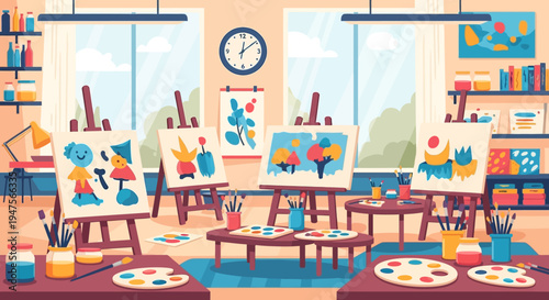 People painting on canvas easels.