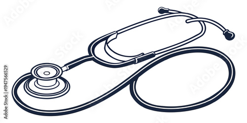 A detailed illustration of a stethoscope with a chestpiece and eartips.