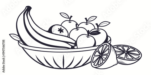 A delightful assortment of fresh fruits in a rustic bowl.