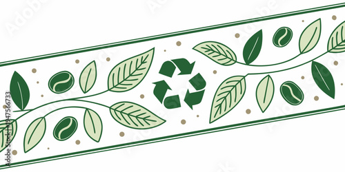 Green leafy border with a recycling symbol in the center