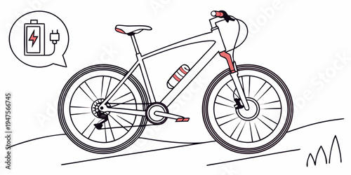 A sleek mountain bike with a red and white color scheme parked on a sidewalk.