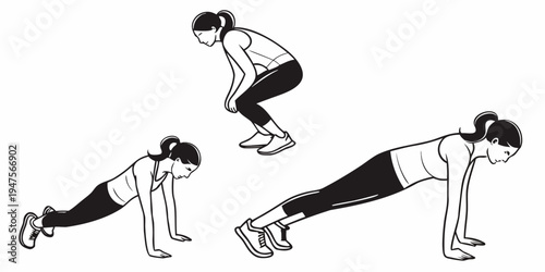 Demonstration of three different types of push-up exercises for fitness