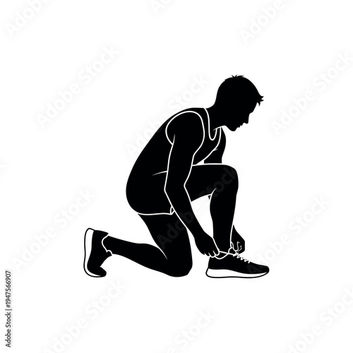 Athlete tying shoelaces before a run 3.