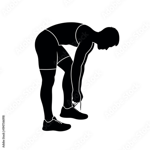 Athlete tying shoelaces before a run.