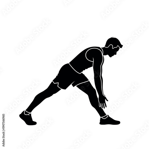 Male athlete stretching before workout.