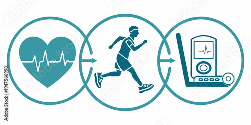 Illustration of health monitoring and fitness tracking process