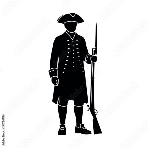 Silhouette of a Revolutionary War Soldier with Musket 1.