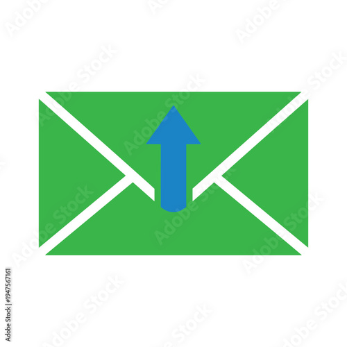 Outgoing email icon with envelope and blue arrow for sending messages