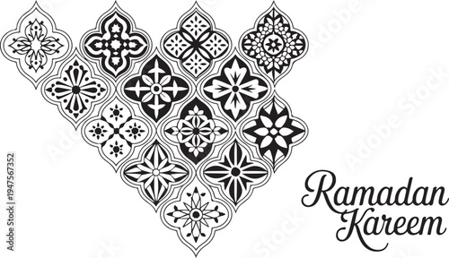 Ramadan Kareem greeting card with floral patterns and arabesque designs