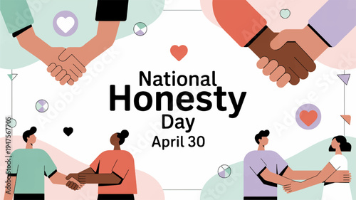 Diverse people shaking hands in solidarity on national honesty day april 30 promoting trust and friendship