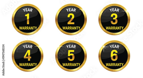Warranty Seals with Numbers 1-6 in Gold and Black with Glossy Finish for Product Guarantee