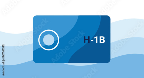 H-1B visa card with blue wave background in clean modern design for immigration services.