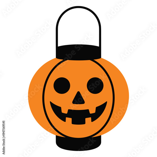 Halloween pumpkin lantern icon - cute jack o lantern face for decorations with trick or treat