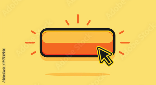 Click button with cursor in bright yellow and orange for web design