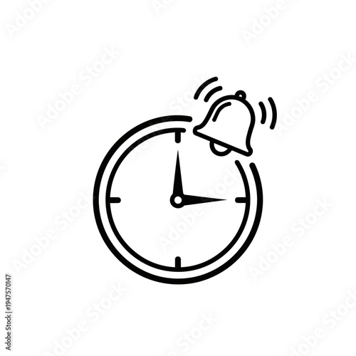 Alarm clock icon with bell ringing.