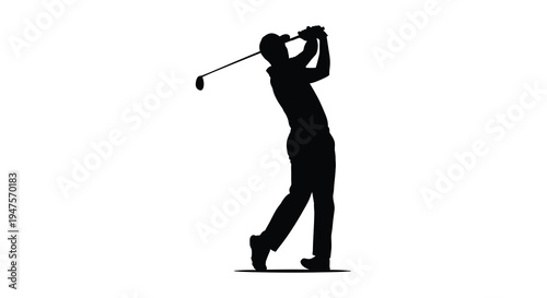 A golfer completing his swing captured in a striking black and white silhouette high quality professional