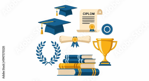 Graduation ceremony with academic awards and diplomas