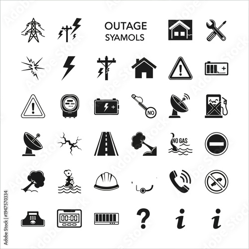 Black icons of outage symbols.