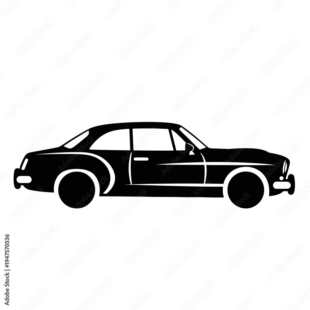 Obraz premium Classic Car Side View Silhouette.