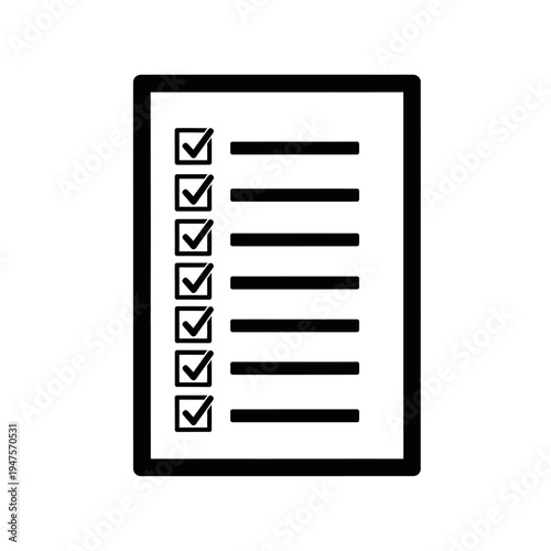 Checklist on a piece of paper.