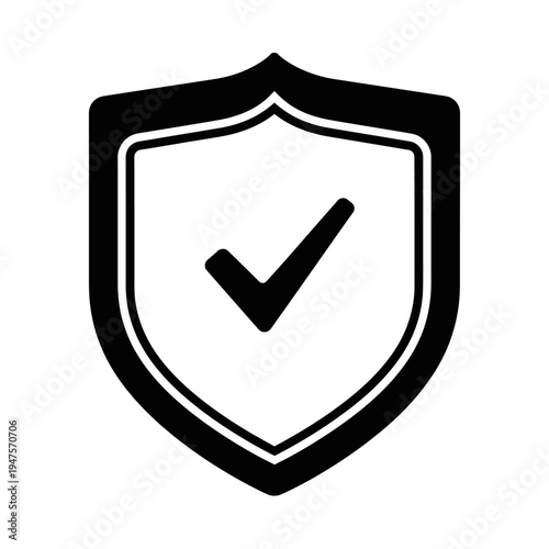 Shield with checkmark icon symbol.
