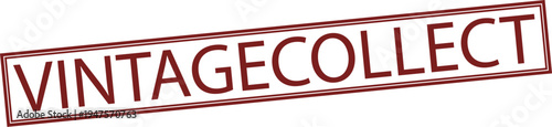 Vintagecollect text label in dark red serif font with rectangular border isolated on white background