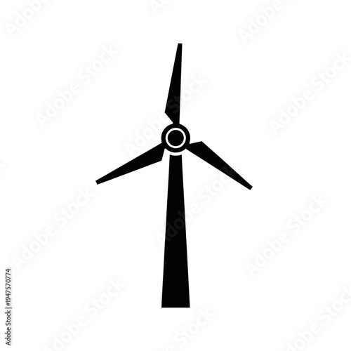 Wind turbine with three blades spinning.