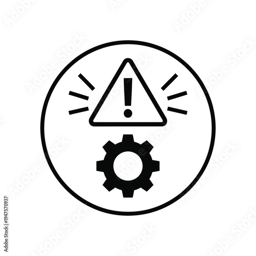 Warning sign with gear on white background vector illustration