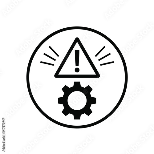 Warning sign with gear on white background vector illustration
