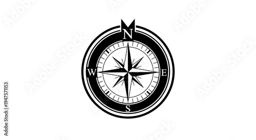 Black and white compass navigation tool.