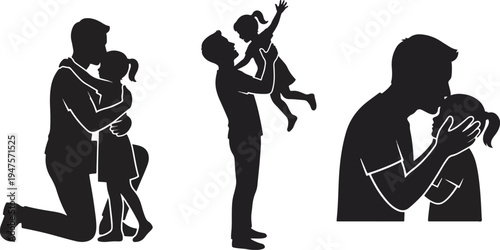  Happy Father's Day Silhouette SVG Bundle 2026, Father and Daughter Hugging and Kissing Vector Set, Dad and Child Sublimation PNG for Cricut and Personalised Gifts 2026 