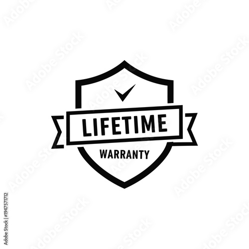 Lifetime warranty shield icon on white background vector illustration