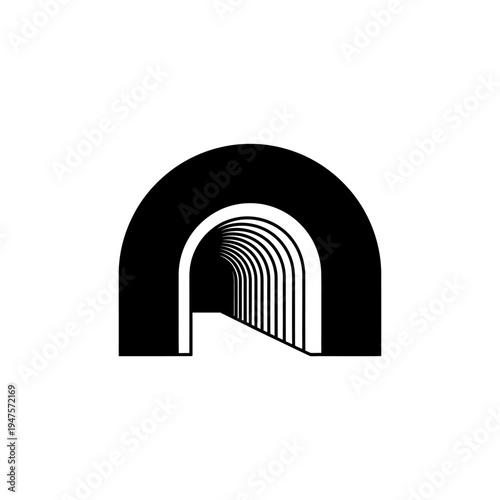 Photos Black and white tunnel arch graphic.