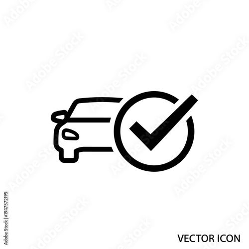 Black car with check mark icon.