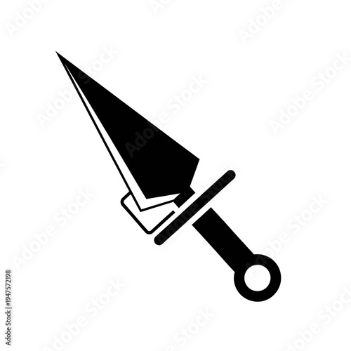 Black dagger with pointed blade.