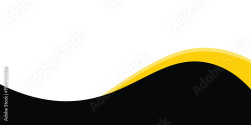 Abstract yellow and black curved wave background with ample white space, offering a modern and dynamic layout ideal for business templates, banners, presentations, branding and advertising designs.