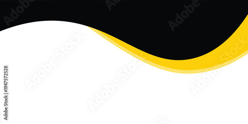 Abstract yellow and black curved wave background with ample white space, offering a modern and dynamic layout ideal for business templates, banners, presentations, branding and advertising designs. 