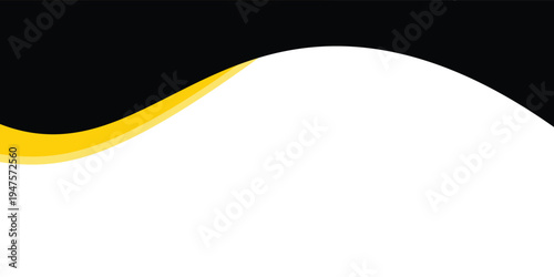 Abstract yellow and black curved wave background with ample white space, offering a modern and dynamic layout ideal for business templates, banners, presentations, branding and advertising designs. 