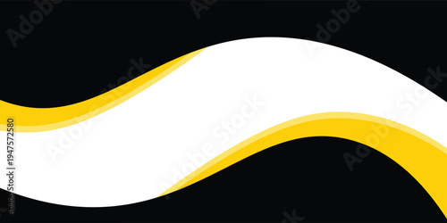 Abstract yellow and black curved wave background with ample white space, offering a modern and dynamic layout ideal for business templates, banners, presentations, branding and advertising designs.