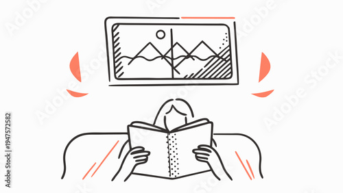 A person relaxing on a sofa reading a book with a calm and peaceful atmosphere