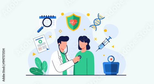 World Health Day Preventive Healthcare Medical Checkup Vector