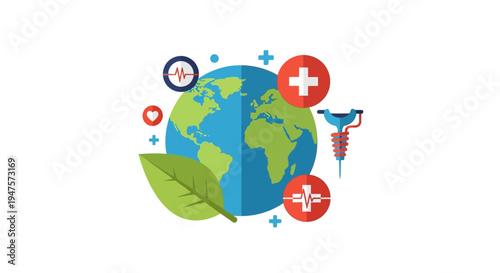 World Health Day Healthy Planet Environment and Healthcare Vector