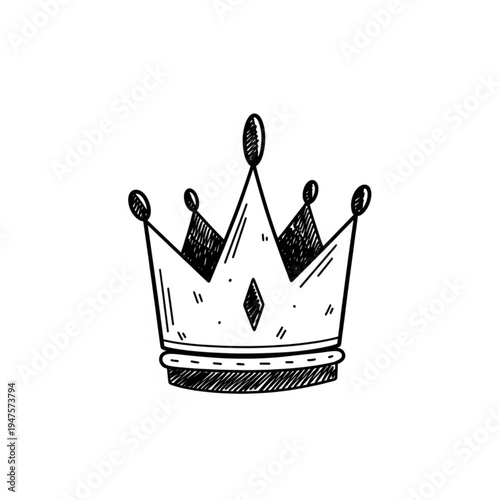 Black and White Illustration of Crown.