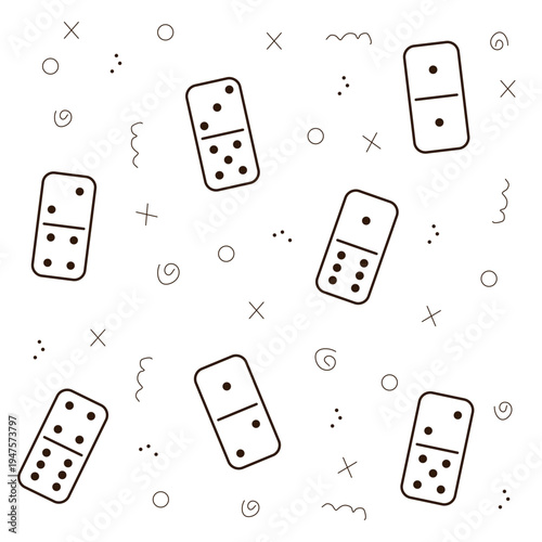 Simple linear flat domino pattern. Board games vector illustration on a white background.
